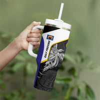 Personalised PNG Gulf Province Tumbler With Handle Bird of Paradise Tattoo Flag Motif - Polynesian Pride