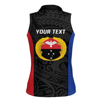 Personalised PNG Gulf Province Women Sleeveless Polo Shirt Bird of Paradise Tattoo Flag Motif - Polynesian Pride