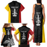 Personalised PNG Madang Province Family Matching Tank Maxi Dress and Hawaiian Shirt Bird of Paradise Tattoo Flag Motif - Polynesian Pride