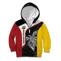Personalised PNG Madang Province Kid Hoodie Bird of Paradise Tattoo Flag Motif - Polynesian Pride
