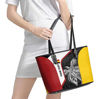 Personalised PNG Madang Province Leather Tote Bag Bird of Paradise Tattoo Flag Motif - Polynesian Pride