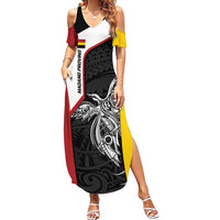 Personalised PNG Madang Province Summer Maxi Dress Bird of Paradise Tattoo Flag Motif - Polynesian Pride