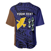 Personalised PNG Manus Province Baseball Jersey Bird of Paradise Tattoo Flag Motif - Polynesian Pride