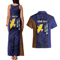 Personalised PNG Manus Province Couples Matching Tank Maxi Dress and Hawaiian Shirt Bird of Paradise Tattoo Flag Motif - Polynesian Pride
