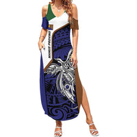 Personalised PNG Manus Province Family Matching Summer Maxi Dress and Hawaiian Shirt Bird of Paradise Tattoo Flag Motif - Polynesian Pride