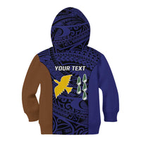 Personalised PNG Manus Province Kid Hoodie Bird of Paradise Tattoo Flag Motif - Polynesian Pride