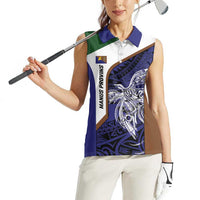 Personalised PNG Manus Province Women Sleeveless Polo Shirt Bird of Paradise Tattoo Flag Motif - Polynesian Pride