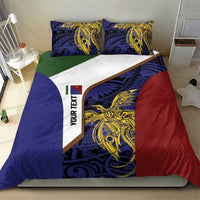 Personalised PNG Milne Bay Province Bedding Set Bird of Paradise Tattoo Flag Motif - Polynesian Pride