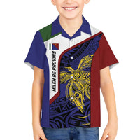 Personalised PNG Milne Bay Province Family Matching Off The Shoulder Long Sleeve Dress and Hawaiian Shirt Bird of Paradise Tattoo Flag Motif - Polynesian Pride