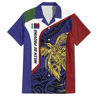 Personalised PNG Milne Bay Province Family Matching Off Shoulder Short Dress and Hawaiian Shirt Bird of Paradise Tattoo Flag Motif - Polynesian Pride