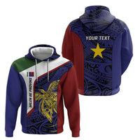 Personalised PNG Milne Bay Province Hoodie Bird of Paradise Tattoo Flag Motif - Polynesian Pride