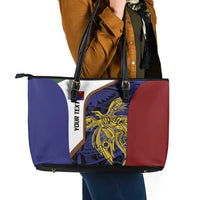 Personalised PNG Milne Bay Province Leather Tote Bag Bird of Paradise Tattoo Flag Motif - Polynesian Pride