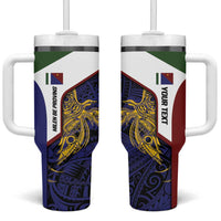 Personalised PNG Milne Bay Province Tumbler With Handle Bird of Paradise Tattoo Flag Motif - Polynesian Pride