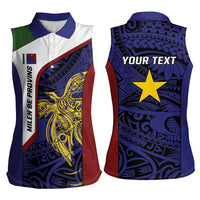 Personalised PNG Milne Bay Province Women Sleeveless Polo Shirt Bird of Paradise Tattoo Flag Motif - Polynesian Pride