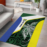 Personalised PNG Morobe Province Area Rug Bird of Paradise Tattoo Flag Motif - Polynesian Pride