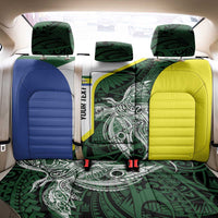 Personalised PNG Morobe Province Back Car Seat Cover Bird of Paradise Tattoo Flag Motif - Polynesian Pride