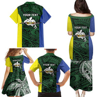 Personalised PNG Morobe Province Family Matching Puletasi and Hawaiian Shirt Bird of Paradise Tattoo Flag Motif LT9 - Polynesian Pride