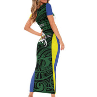 Personalised PNG Morobe Province Family Matching Short Sleeve Bodycon Dress and Hawaiian Shirt Bird of Paradise Tattoo Flag Motif LT9 - Polynesian Pride