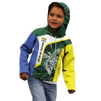 Personalised PNG Morobe Province Kid Hoodie Bird of Paradise Tattoo Flag Motif - Polynesian Pride