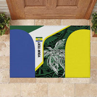 Personalised PNG Morobe Province Rubber Doormat Bird of Paradise Tattoo Flag Motif LT9 Green - Polynesian Pride