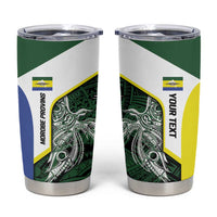 Personalised PNG Morobe Province Tumbler Cup Bird of Paradise Tattoo Flag Motif - Polynesian Pride