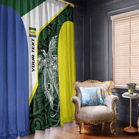 Personalised PNG Morobe Province Window Curtain Bird of Paradise Tattoo Flag Motif - Polynesian Pride