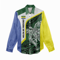 Personalised PNG Morobe Province Women Casual Shirt Bird of Paradise Tattoo Flag Motif - Polynesian Pride