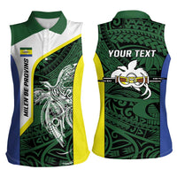 Personalised PNG Morobe Province Women Sleeveless Polo Shirt Bird of Paradise Tattoo Flag Motif - Polynesian Pride