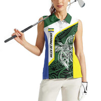Personalised PNG Morobe Province Women Sleeveless Polo Shirt Bird of Paradise Tattoo Flag Motif - Polynesian Pride