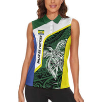 Personalised PNG Morobe Province Women Sleeveless Polo Shirt Bird of Paradise Tattoo Flag Motif - Polynesian Pride