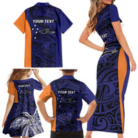 Personalised PNG New Ireland Family Matching Short Sleeve Bodycon Dress and Hawaiian Shirt Bird of Paradise Tattoo Flag Motif LT9 - Polynesian Pride