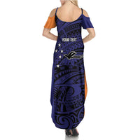 Personalised PNG New Ireland Family Matching Summer Maxi Dress and Hawaiian Shirt Bird of Paradise Tattoo Flag Motif - Polynesian Pride
