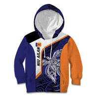 Personalised PNG New Ireland Kid Hoodie Bird of Paradise Tattoo Flag Motif - Polynesian Pride