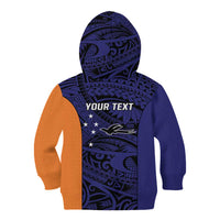 Personalised PNG New Ireland Kid Hoodie Bird of Paradise Tattoo Flag Motif - Polynesian Pride