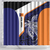 Personalised PNG New Ireland Shower Curtain Bird of Paradise Tattoo Flag Motif - Polynesian Pride
