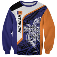 Personalised PNG New Ireland Sweatshirt Bird of Paradise Tattoo Flag Motif LT9 Unisex Orange - Polynesian Pride