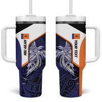 Personalised PNG New Ireland Tumbler With Handle Bird of Paradise Tattoo Flag Motif - Polynesian Pride