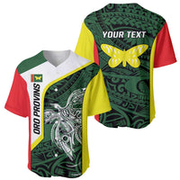 Personalised PNG Oro Province Baseball Jersey Bird of Paradise Tattoo Flag Motif - Polynesian Pride