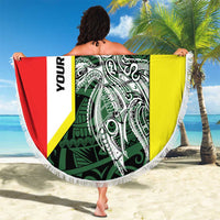 Personalised PNG Oro Province Beach Blanket Bird of Paradise Tattoo Flag Motif LT9 - Polynesian Pride