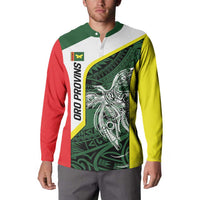 Personalised PNG Oro Province Button Sweatshirt Bird of Paradise Tattoo Flag Motif LT9 - Polynesian Pride