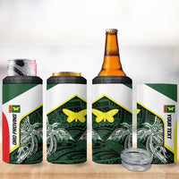Personalised PNG Oro Province 4 in 1 Can Cooler Tumbler Bird of Paradise Tattoo Flag Motif - Polynesian Pride