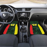 Personalised PNG Oro Province Car Mats Bird of Paradise Tattoo Flag Motif LT9 Set 2pcs - Front Green - Polynesian Pride
