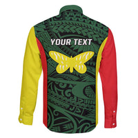 Personalised PNG Oro Province Family Matching Long Sleeve Bodycon Dress and Hawaiian Shirt Bird of Paradise Tattoo Flag Motif LT9 - Polynesian Pride