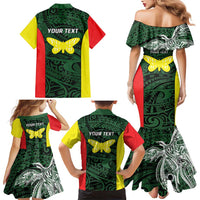 Personalised PNG Oro Province Family Matching Mermaid Dress and Hawaiian Shirt Bird of Paradise Tattoo Flag Motif LT9 - Polynesian Pride