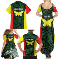 Personalised PNG Oro Province Family Matching Summer Maxi Dress and Hawaiian Shirt Bird of Paradise Tattoo Flag Motif LT9 - Polynesian Pride