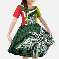 Personalised PNG Oro Province Family Matching Tank Maxi Dress and Hawaiian Shirt Bird of Paradise Tattoo Flag Motif - Polynesian Pride