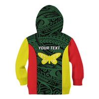 Personalised PNG Oro Province Kid Hoodie Bird of Paradise Tattoo Flag Motif - Polynesian Pride