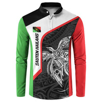 Personalised PNG Southern Highlands Province Button Sweatshirt Bird of Paradise Tattoo Flag Motif LT9 Red - Polynesian Pride