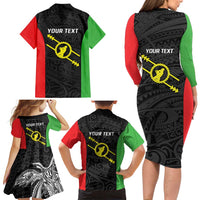 Personalised PNG Southern Highlands Province Family Matching Long Sleeve Bodycon Dress and Hawaiian Shirt Bird of Paradise Tattoo Flag Motif LT9 - Polynesian Pride