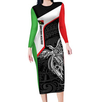 Personalised PNG Southern Highlands Province Family Matching Long Sleeve Bodycon Dress and Hawaiian Shirt Bird of Paradise Tattoo Flag Motif LT9 Mom's Dress Red - Polynesian Pride